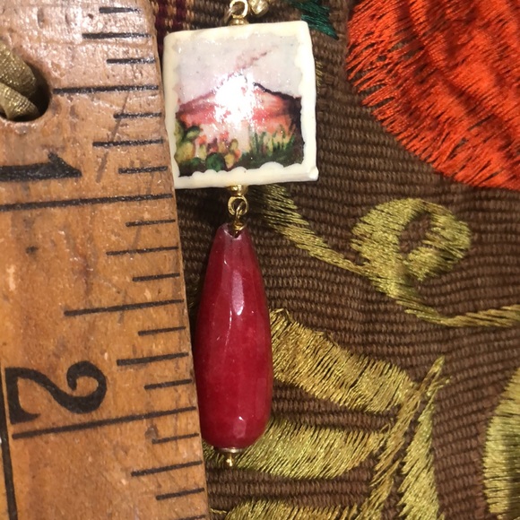 Sicilian Pierced Earrings with Mt Etna - Picture 9 of 10